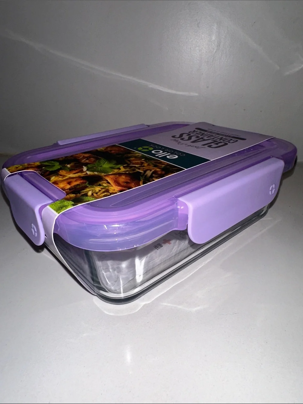 ello Color Lock Purple Glass Food Storage Container - 3.4 Cups